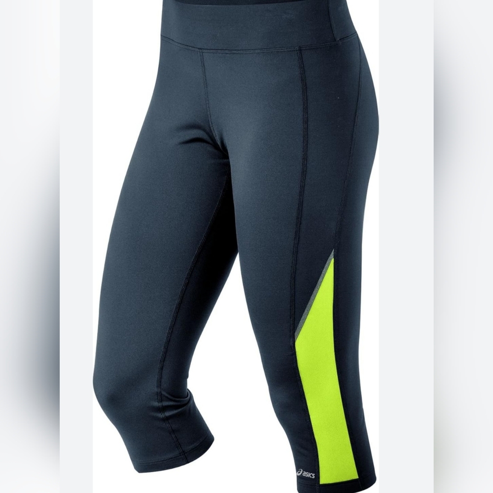 Fila Black w/ Lime Panels Calf-Length Moisture Wicking Athletic Sports Yoga L